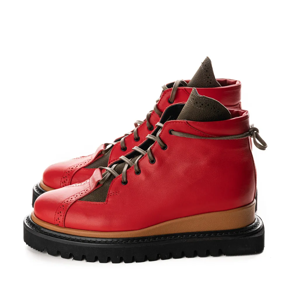 SHR Queen of Hearts red leather booties
