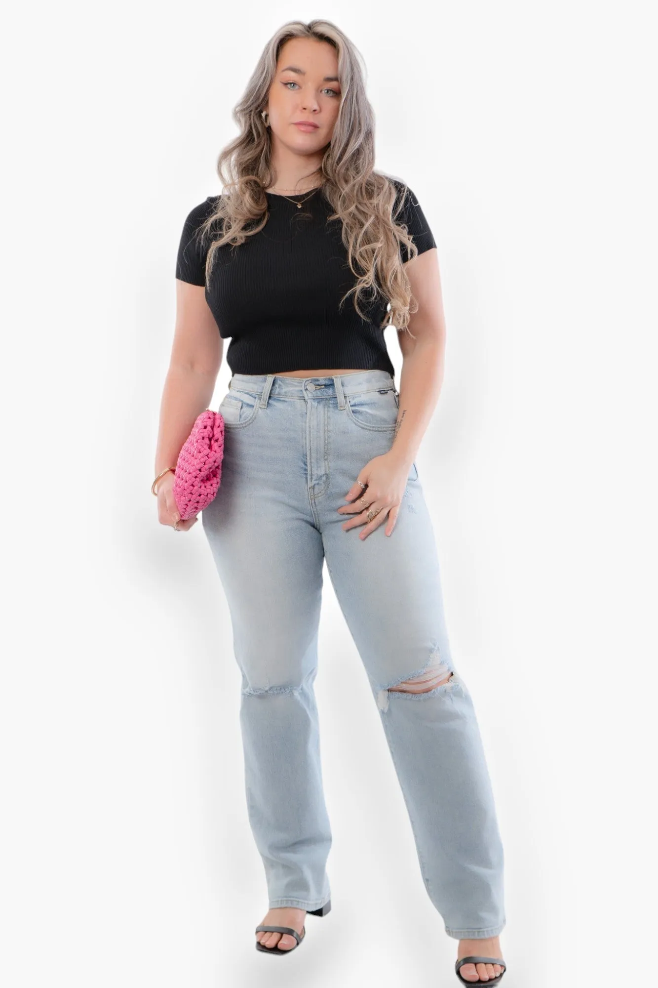 Stretch Ribbed Seamless Round Neck Crop Top