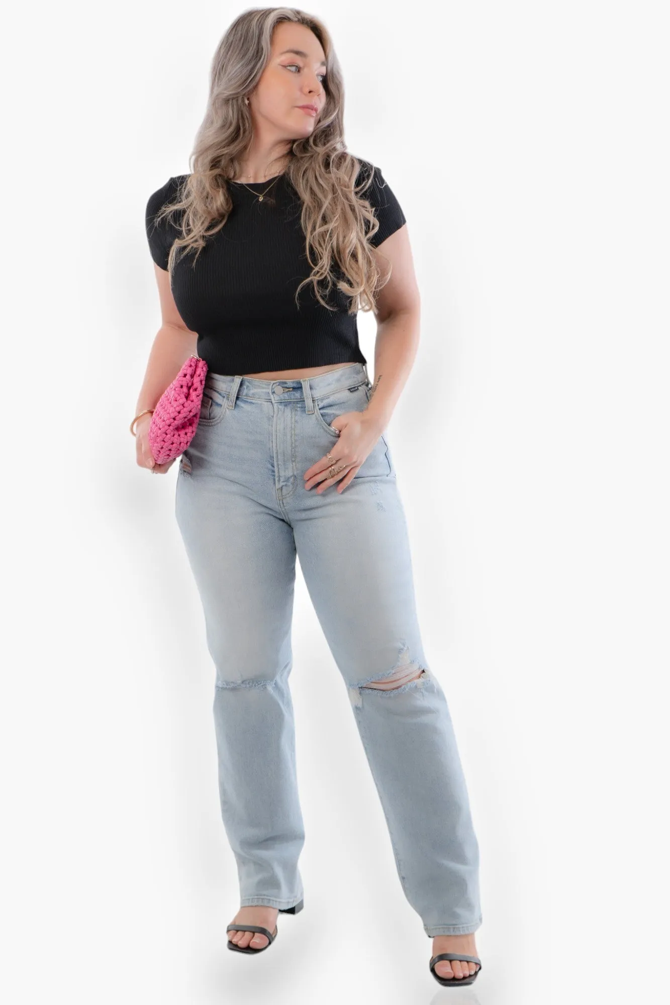 Stretch Ribbed Seamless Round Neck Crop Top