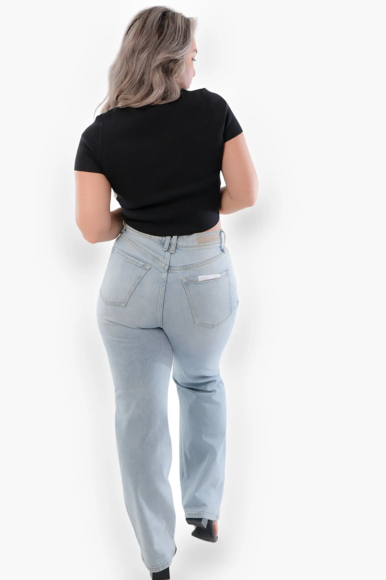 Stretch Ribbed Seamless Round Neck Crop Top