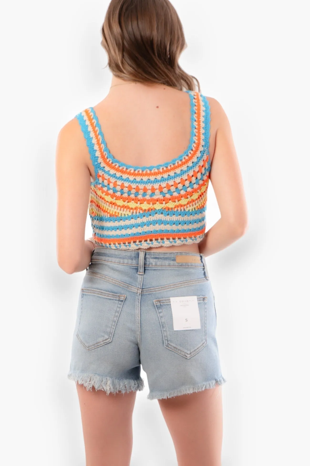 Sunny Breezes Striped Crochet Crop Top