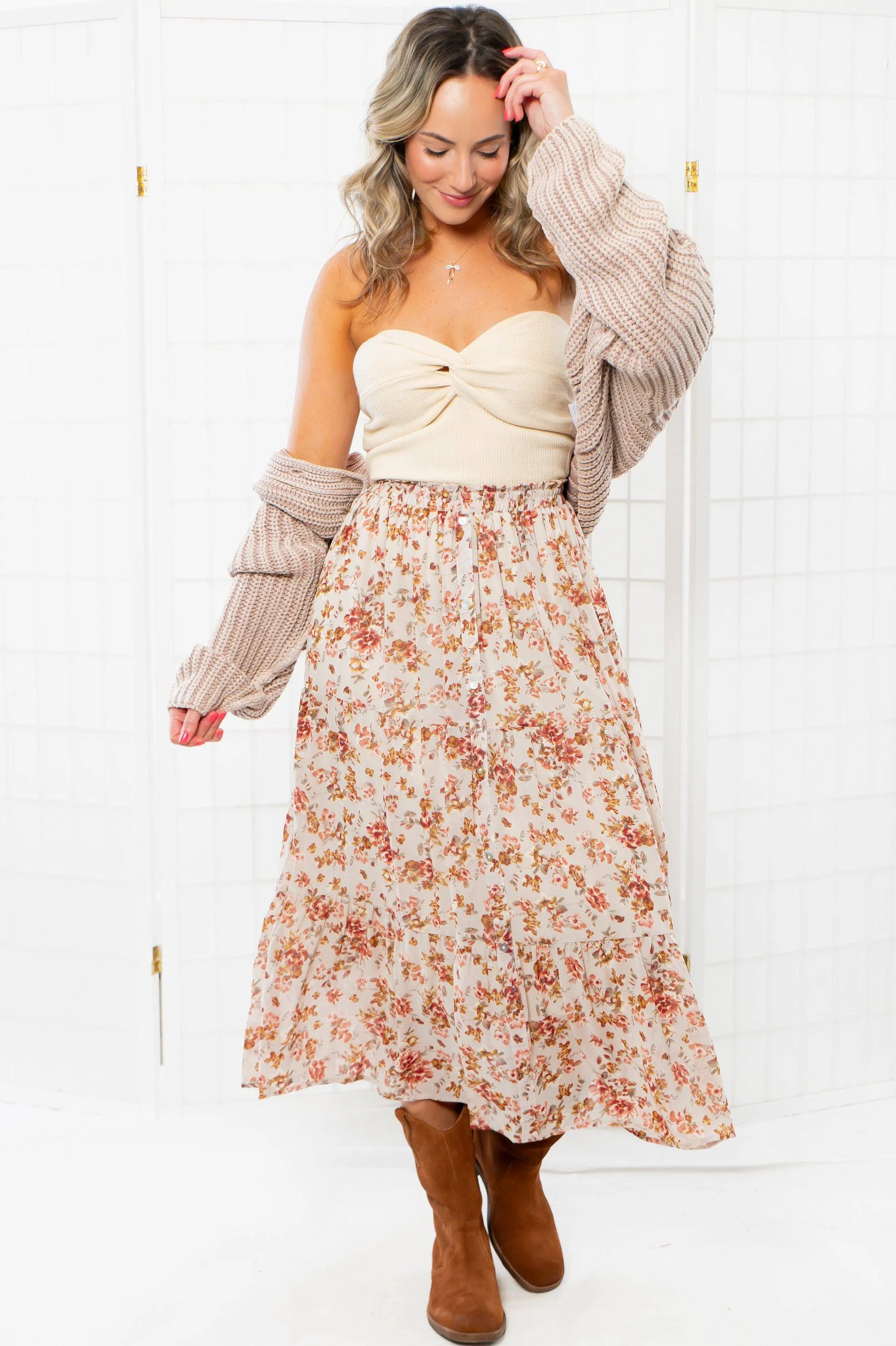 Sweetheart Light Beige Twist Knit Tube Top