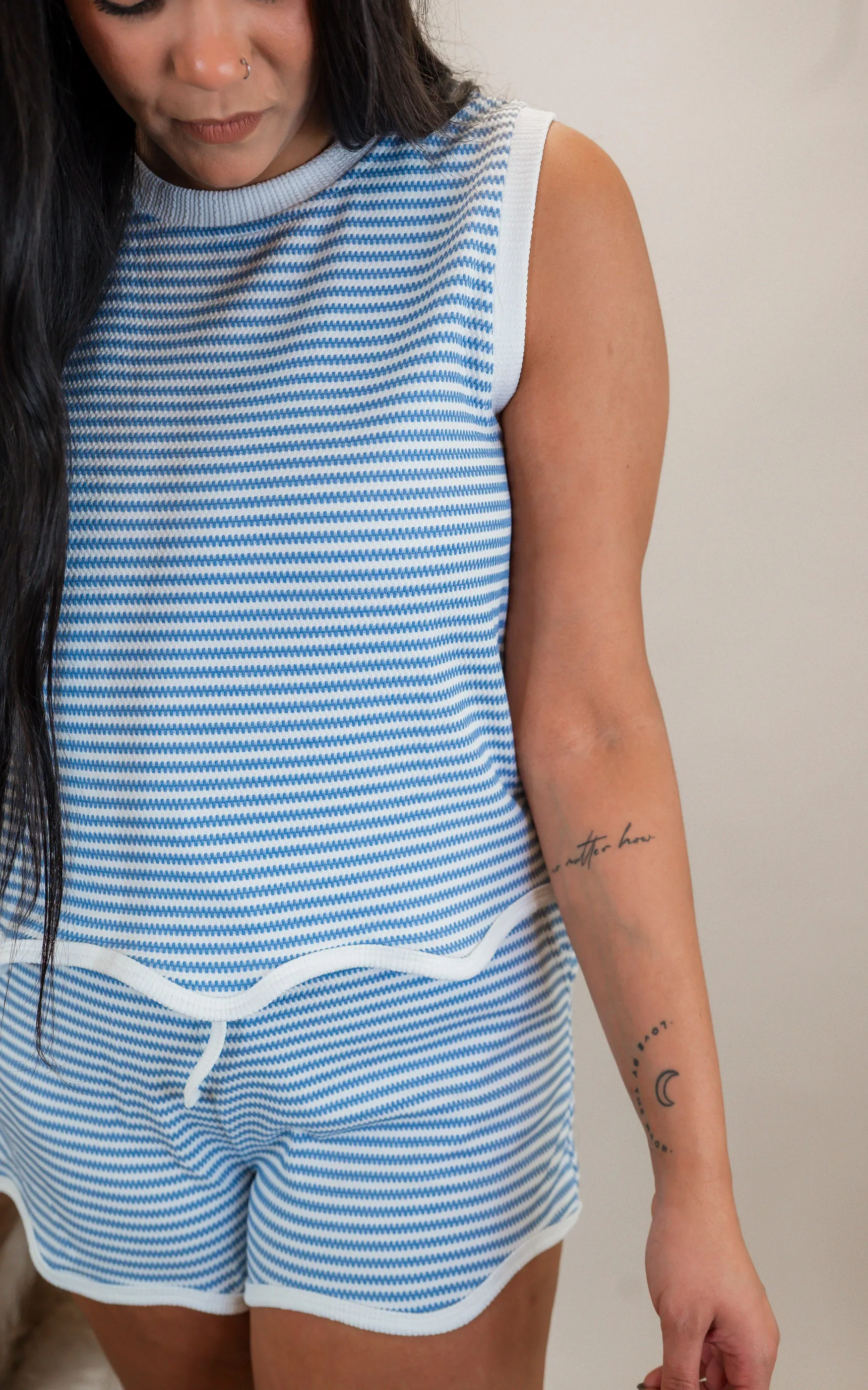 Textured Stripe Sleeveless Tank Top | Umgee