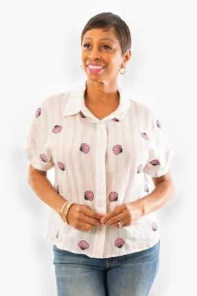 THML Striped Seashell Button Down Top