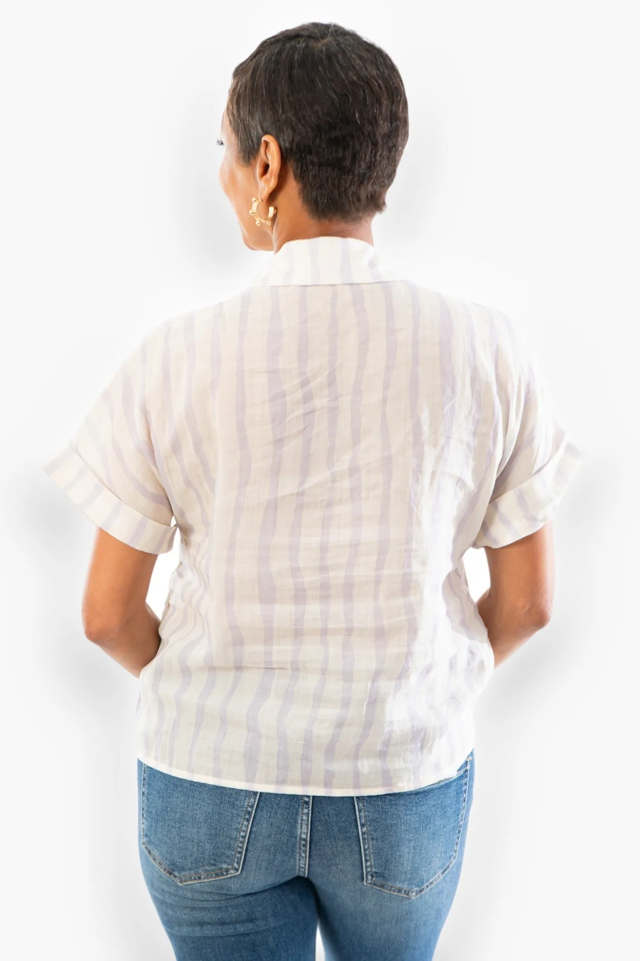 THML Striped Seashell Button Down Top