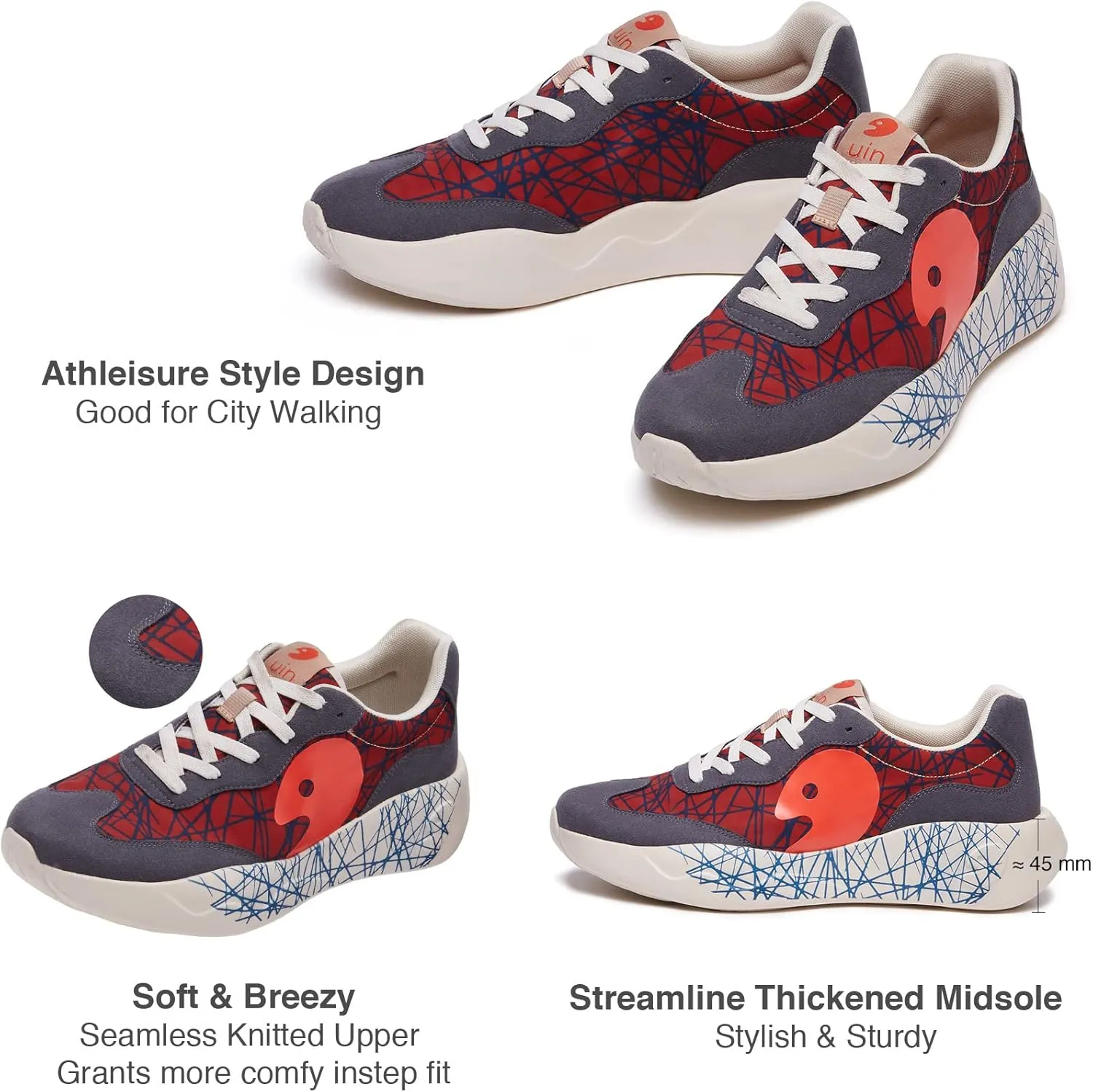 UIN Men's Fashion Sneakers Walking Casual Slip Ons Microfiber Comfortable Lightweight Art Painted Athletic Travel Shoes Mijas