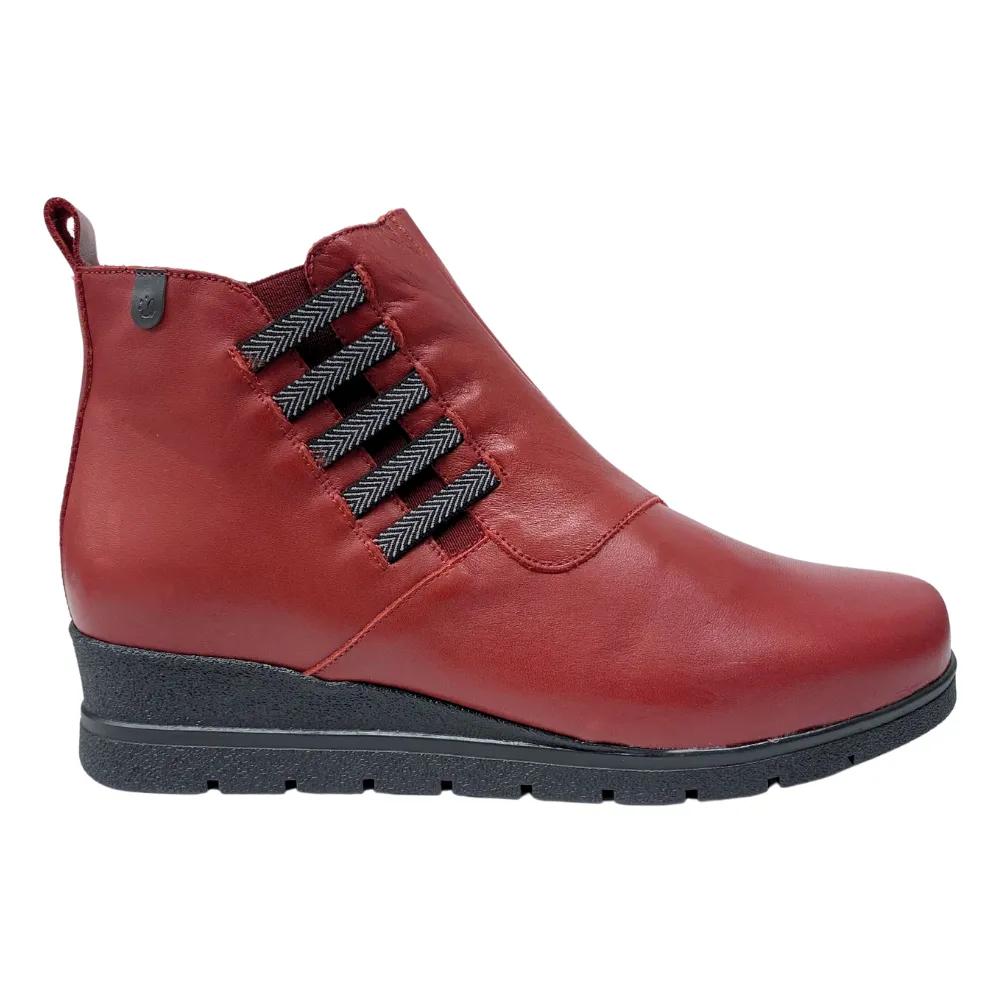 Valeria's Megan Burgundy Leather Wedge Bootie (Women's)