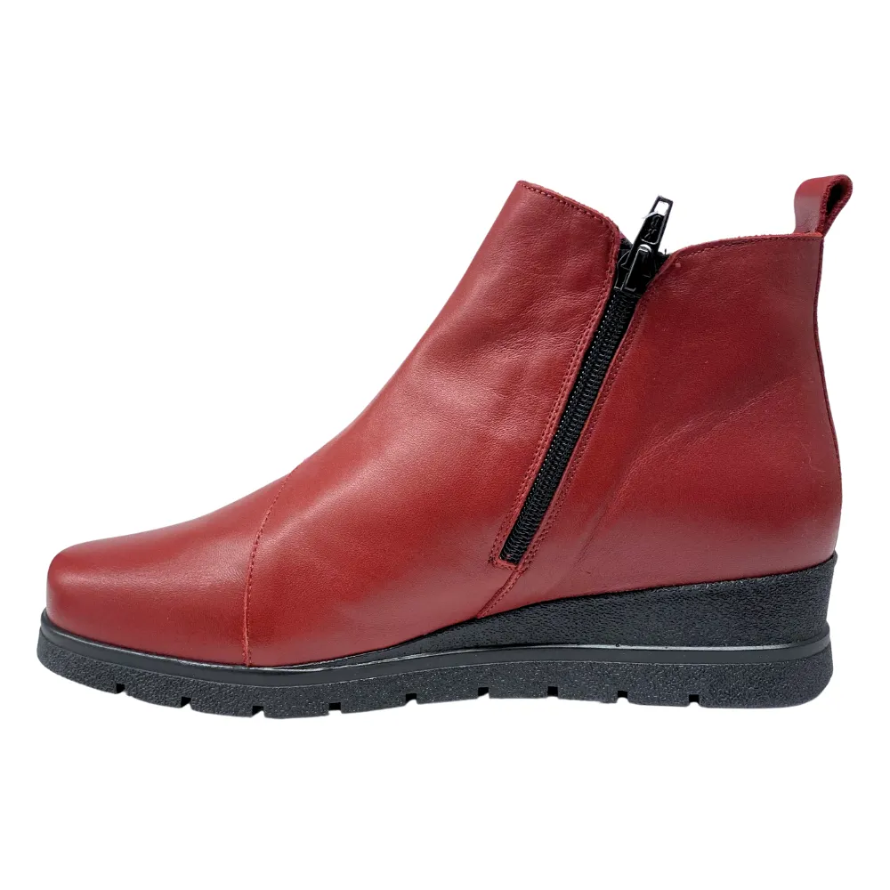 Valeria's Megan Burgundy Leather Wedge Bootie (Women's)