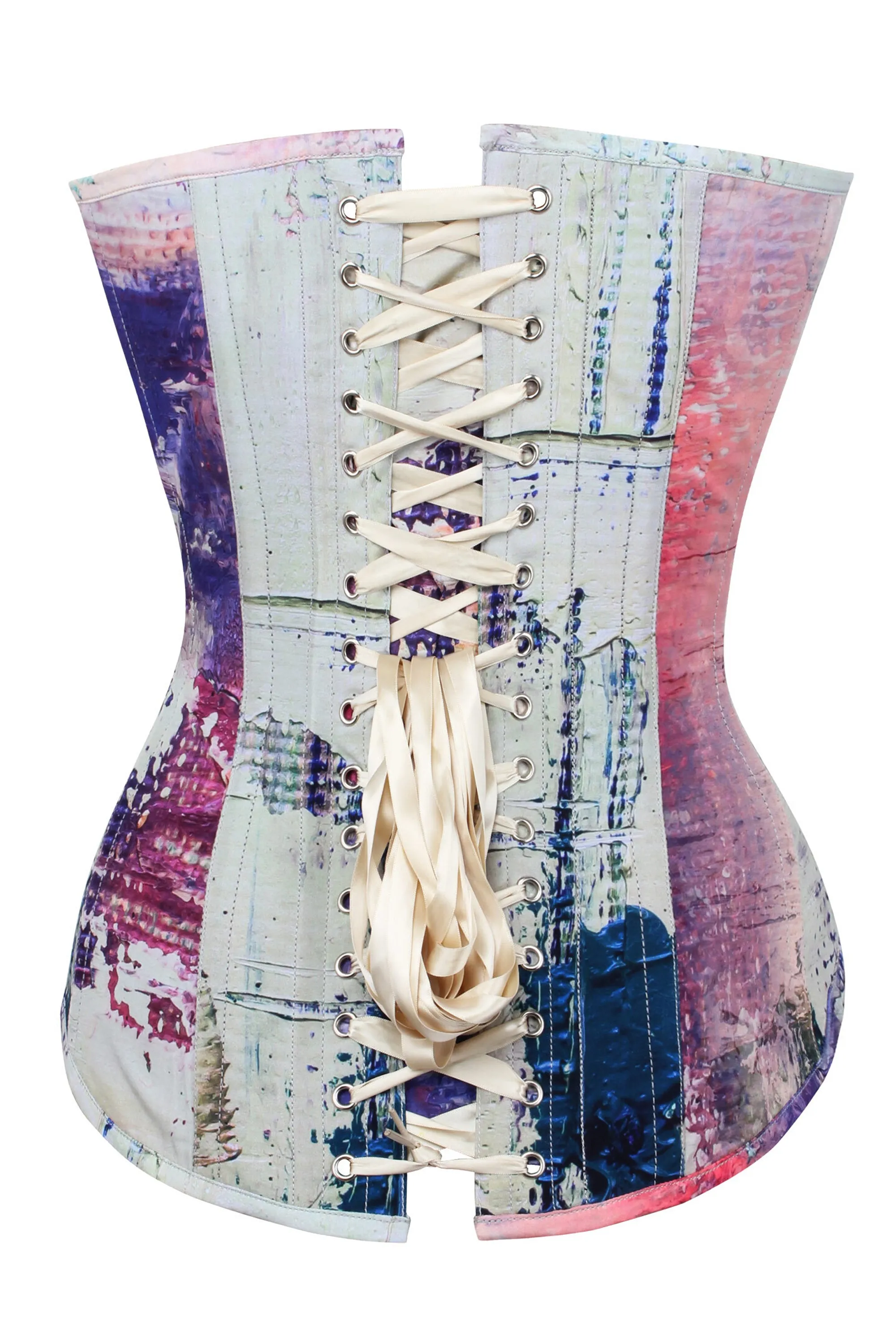 Vibrant Purple and Cream Snakeprint Longline Overbust Corset