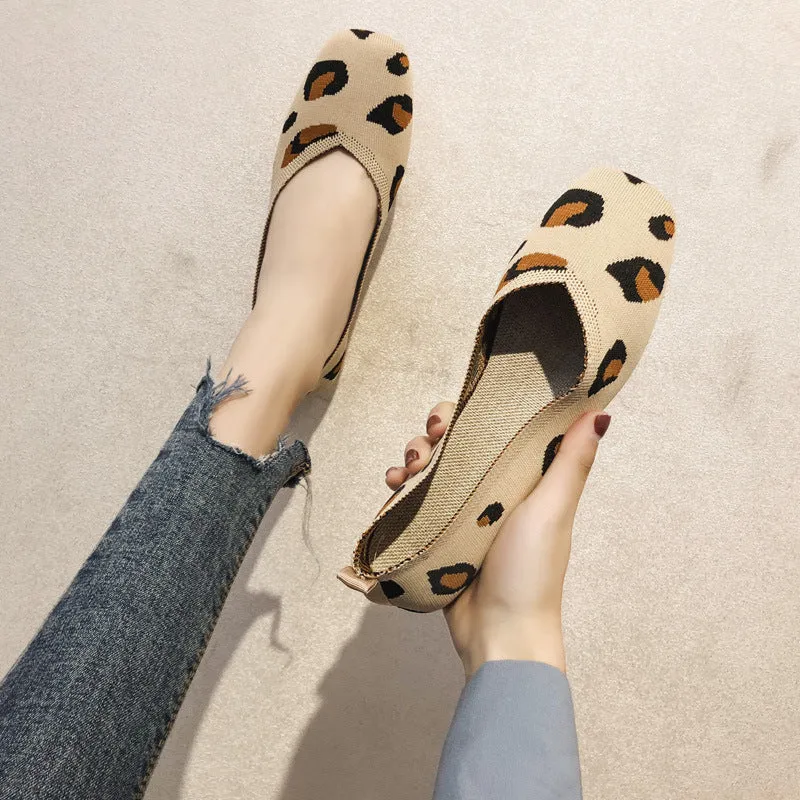 Women's Knitted Soft-soled Casual Shoes Fashion Breathable Loafers