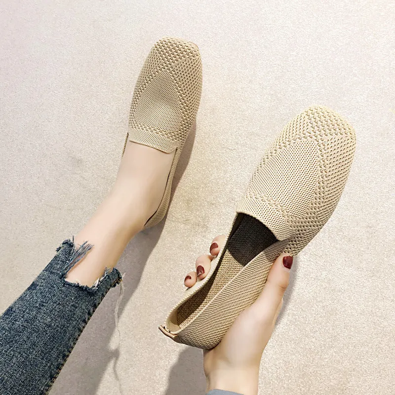 Women's Knitted Soft-soled Casual Shoes Fashion Breathable Loafers
