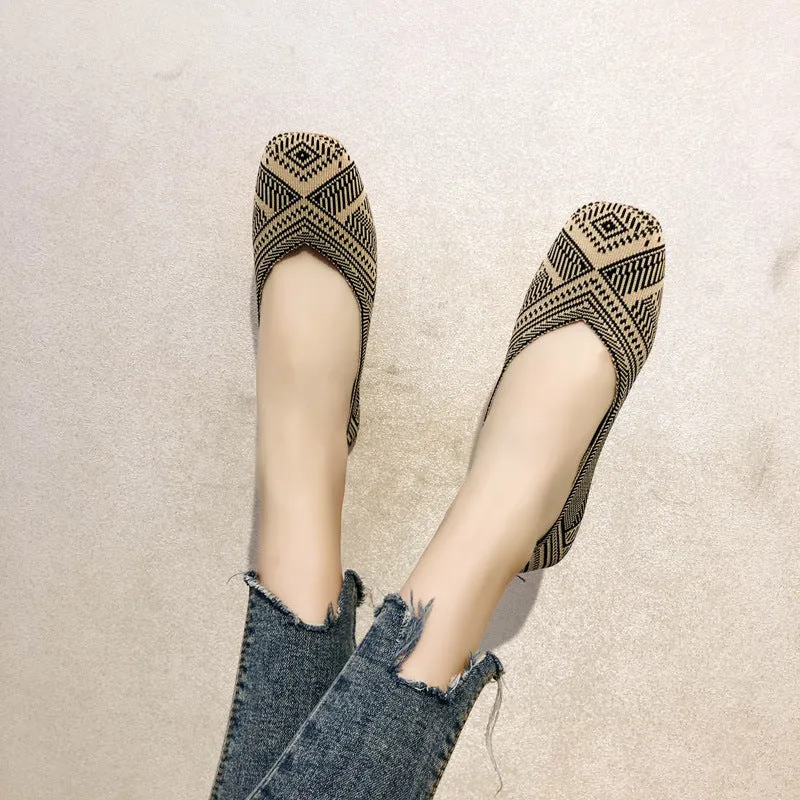 Women's Knitted Soft-soled Casual Shoes Fashion Breathable Loafers