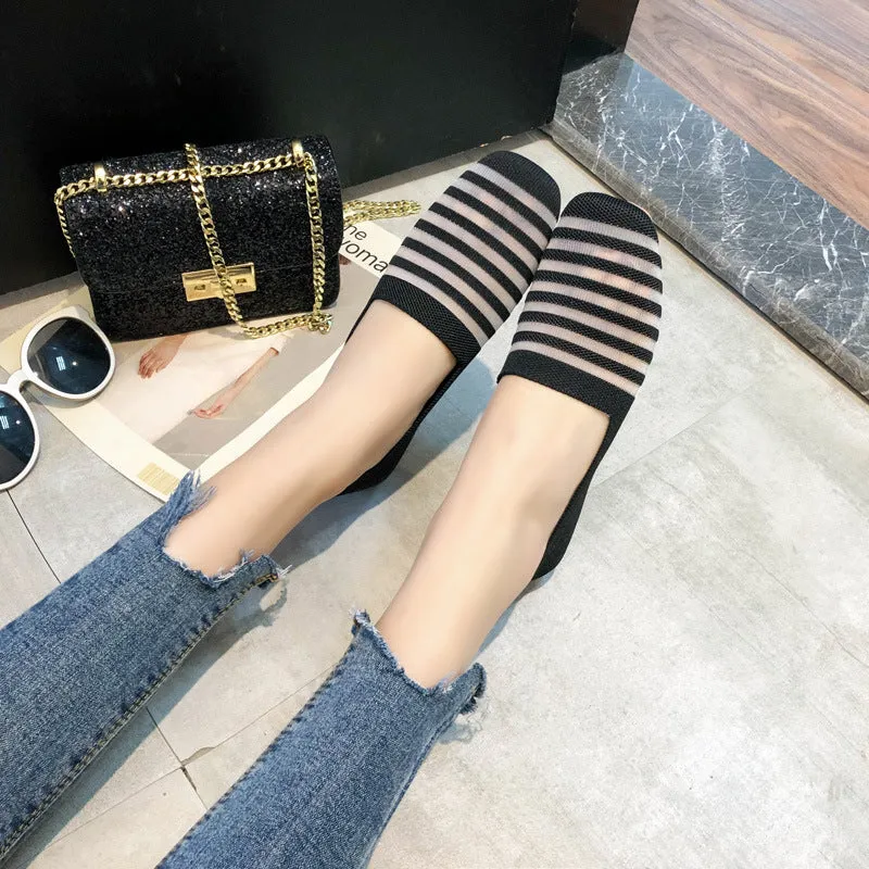 Women's Knitted Soft-soled Casual Shoes Fashion Breathable Loafers