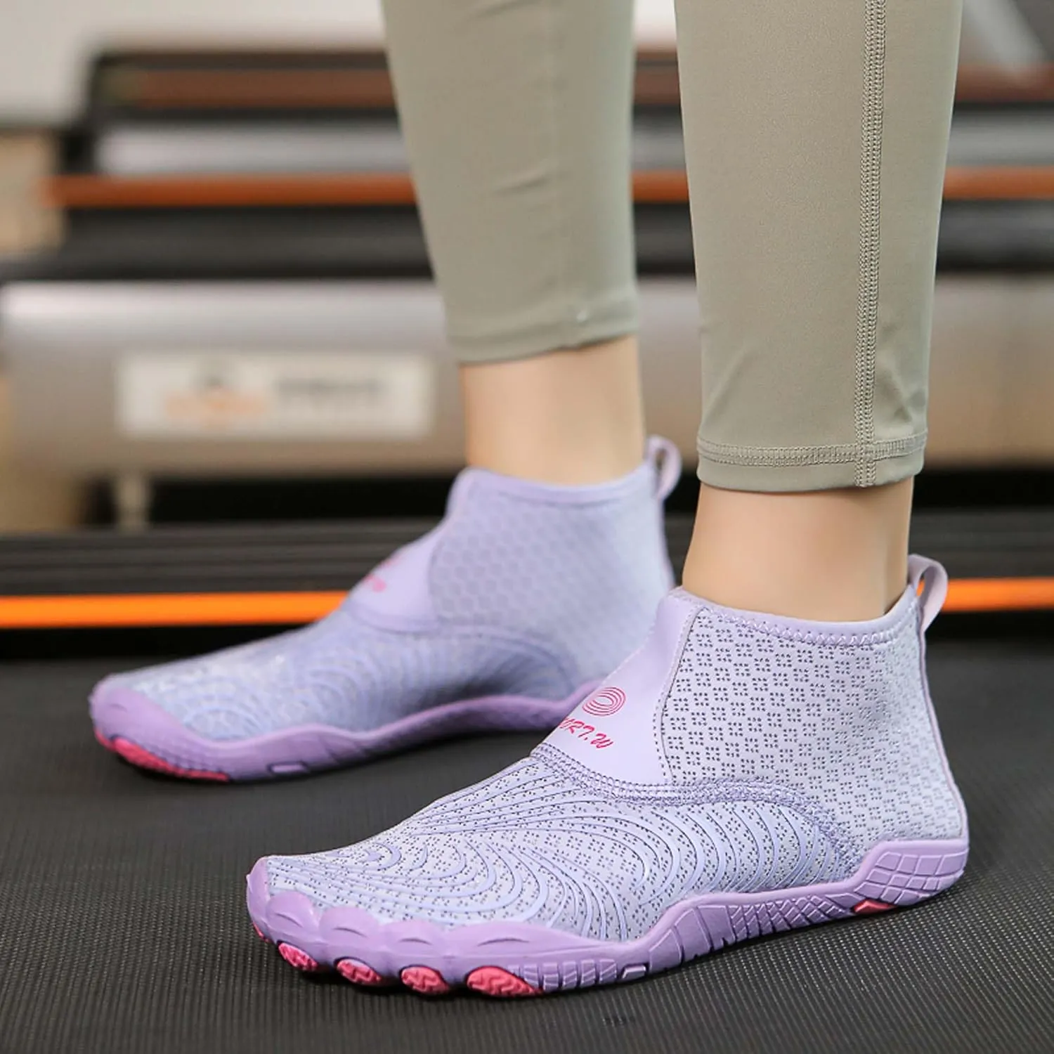 Women's Men's High Top Water Shoes, Quick Dry Breathable Stretch Lightweight Mesh Fabric, Rubber Drainage Sole, Indoor Sneakers, Barefoot Water Shoes