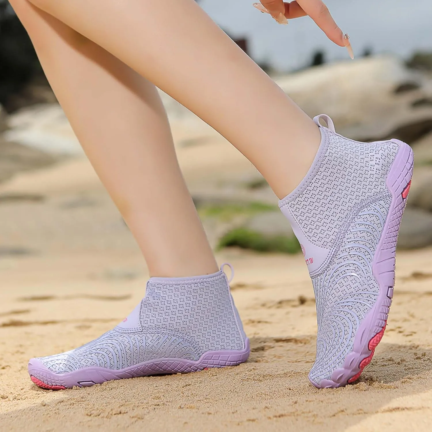 Women's Men's High Top Water Shoes, Quick Dry Breathable Stretch Lightweight Mesh Fabric, Rubber Drainage Sole, Indoor Sneakers, Barefoot Water Shoes