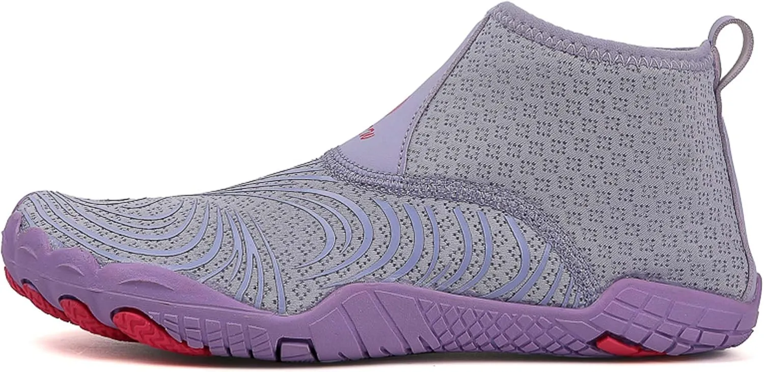 Women's Men's High Top Water Shoes, Quick Dry Breathable Stretch Lightweight Mesh Fabric, Rubber Drainage Sole, Indoor Sneakers, Barefoot Water Shoes