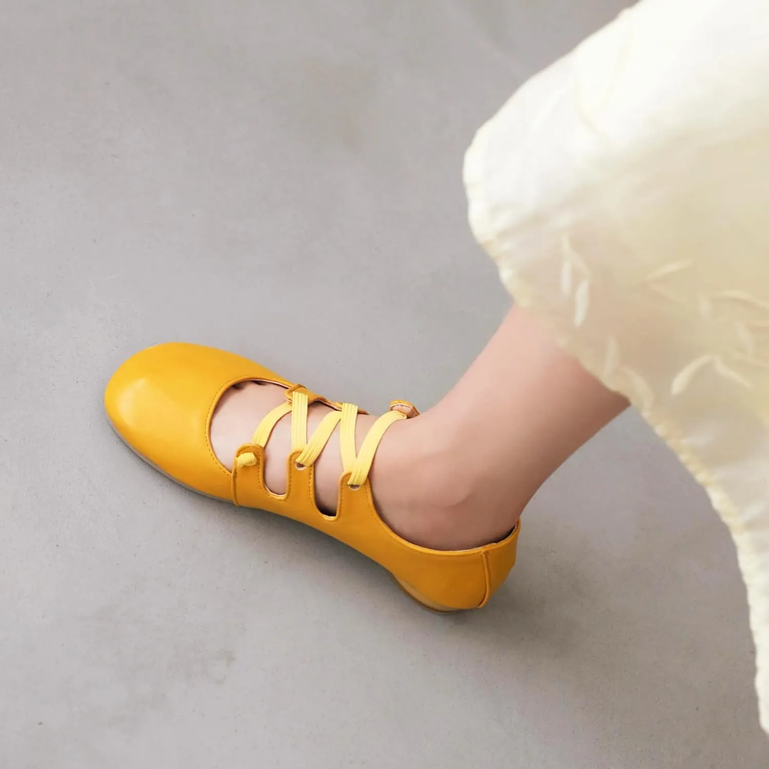 Women's Round Closed Toe Pumps Elastic Strap Loafers Comfortable Chunky Low Heels Office Concise Cosplay Work Casual Mary Jane Daily Wear Fashion Business Dress Ballet Shoes
