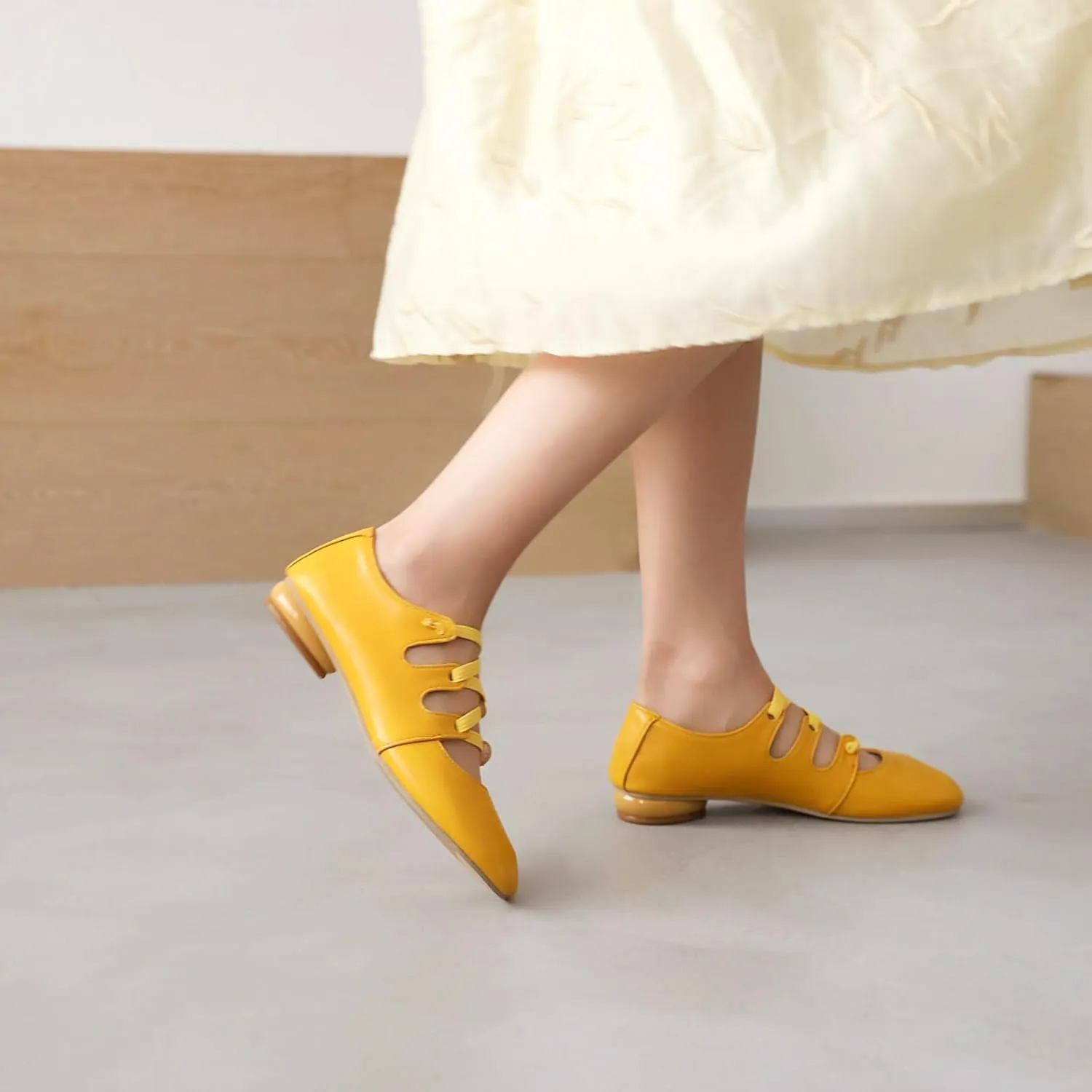 Women's Round Closed Toe Pumps Elastic Strap Loafers Comfortable Chunky Low Heels Office Concise Cosplay Work Casual Mary Jane Daily Wear Fashion Business Dress Ballet Shoes