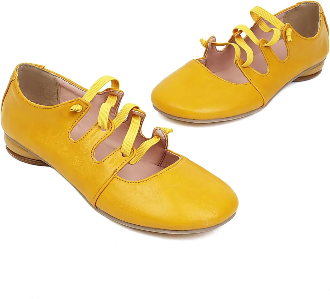 Women's Round Closed Toe Pumps Elastic Strap Loafers Comfortable Chunky Low Heels Office Concise Cosplay Work Casual Mary Jane Daily Wear Fashion Business Dress Ballet Shoes
