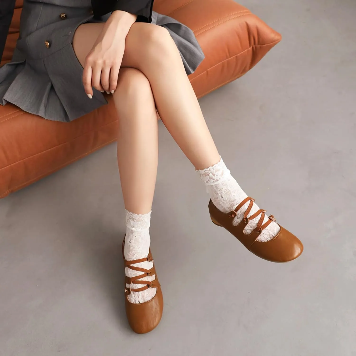 Women's Round Closed Toe Pumps Elastic Strap Loafers Comfortable Chunky Low Heels Office Concise Cosplay Work Casual Mary Jane Daily Wear Fashion Business Dress Ballet Shoes