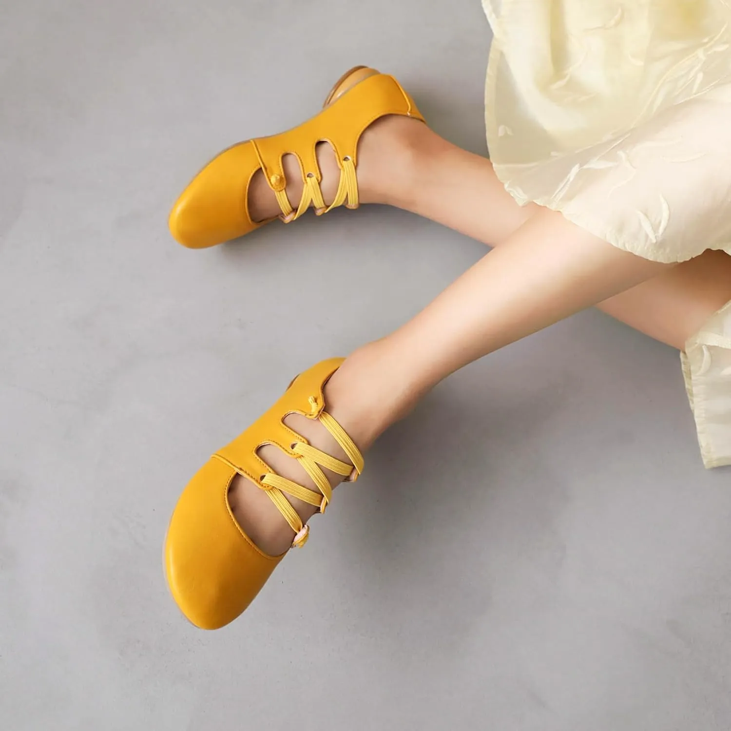 Women's Round Closed Toe Pumps Elastic Strap Loafers Comfortable Chunky Low Heels Office Concise Cosplay Work Casual Mary Jane Daily Wear Fashion Business Dress Ballet Shoes