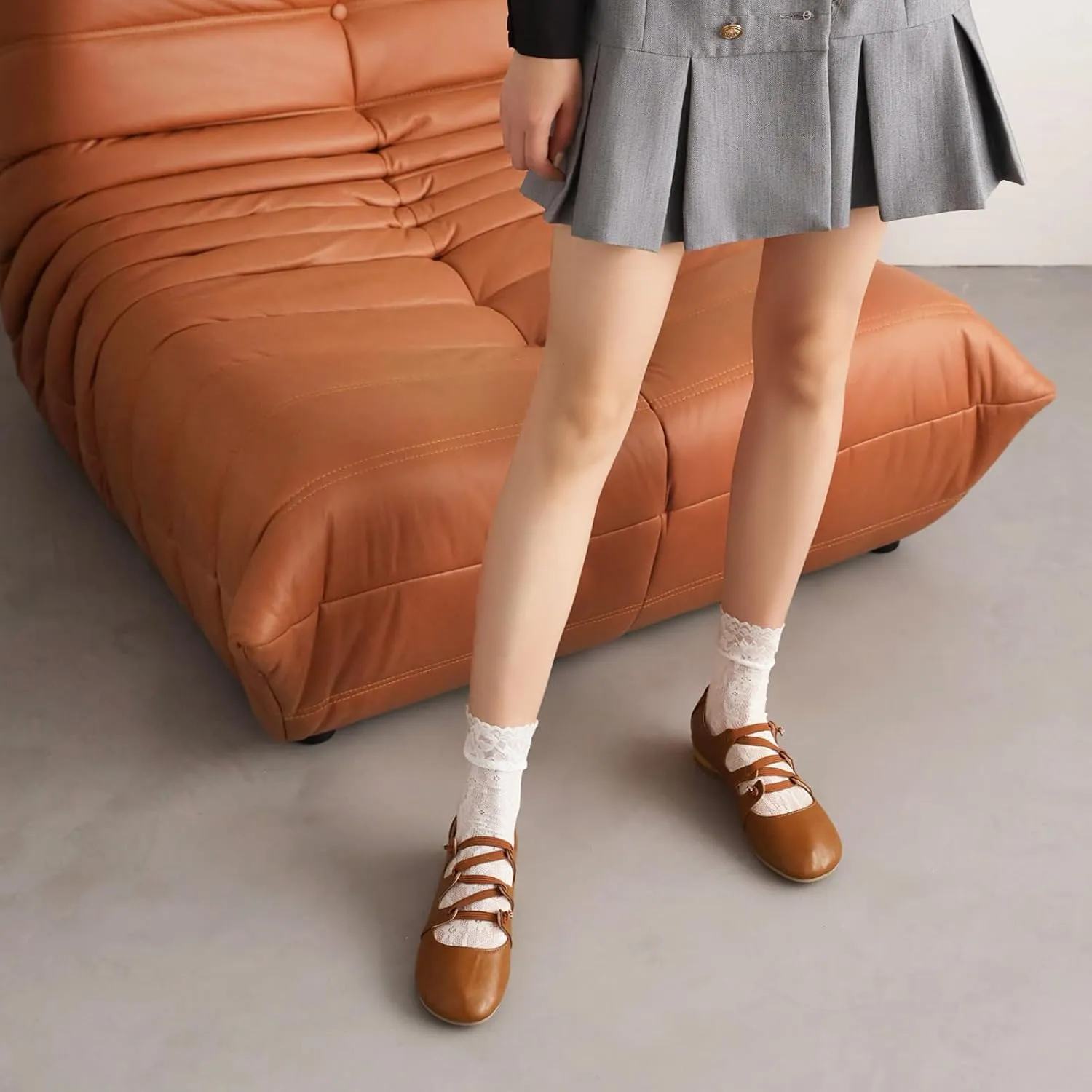 Women's Round Closed Toe Pumps Elastic Strap Loafers Comfortable Chunky Low Heels Office Concise Cosplay Work Casual Mary Jane Daily Wear Fashion Business Dress Ballet Shoes
