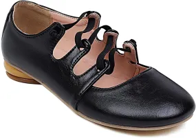 Women's Round Closed Toe Pumps Elastic Strap Loafers Comfortable Chunky Low Heels Office Concise Cosplay Work Casual Mary Jane Daily Wear Fashion Business Dress Ballet Shoes