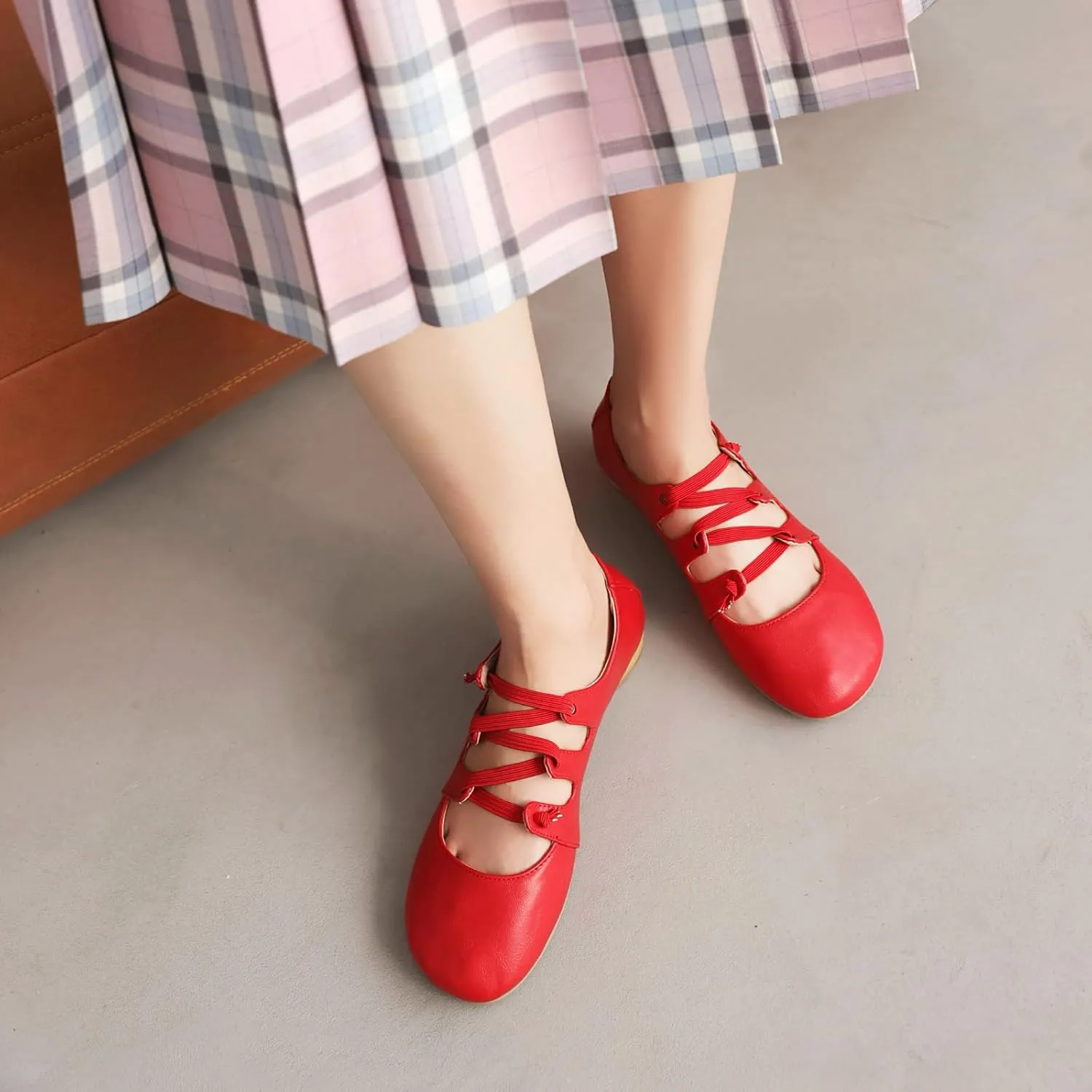 Women's Round Closed Toe Pumps Elastic Strap Loafers Comfortable Chunky Low Heels Office Concise Cosplay Work Casual Mary Jane Daily Wear Fashion Business Dress Ballet Shoes