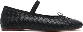 Woven Ballet Flats for Women Almond Toe Mary Jane Flats Stretch Band Bow Ballerina Shoes